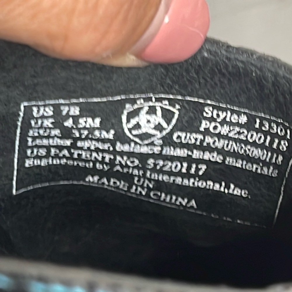 ARIAT Women’s slide Mules Black Turquoise Leather Upper SIZE 7B - Picture 10 of 11